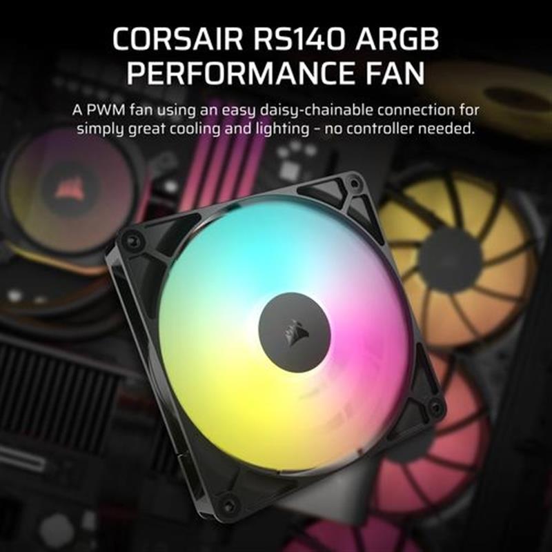 Corsair RS140 ARGB Computer behuizing Ventilator 14 cm Zwart 2 stuk s 