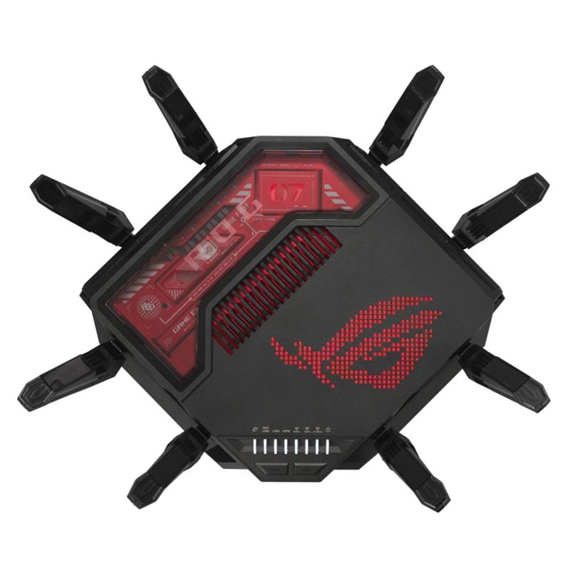 ASUS ROG Rapture GT-BE19000 draadloze router Multi-Gigabit Ethernet Tri-band (2,4 GHz / 5 GHz / 6 GHz) Zwart, Rood