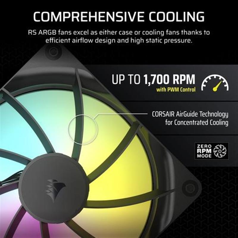 Corsair RS140 ARGB Computer behuizing Ventilator 14 cm Zwart 2 stuk s 