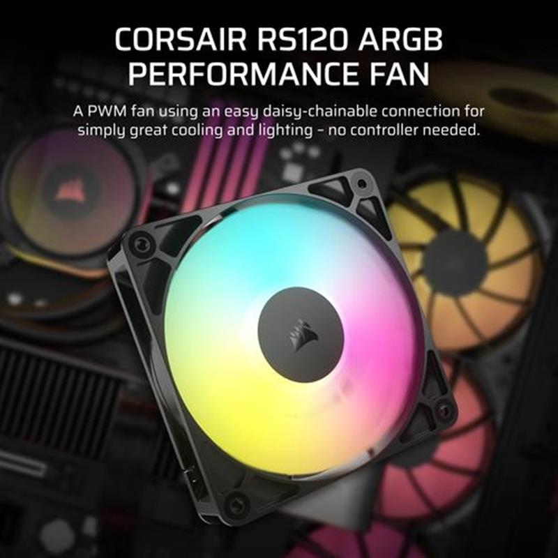 Corsair RS120 ARGB Computer behuizing Ventilator 12 cm Zwart 1 stuk s 