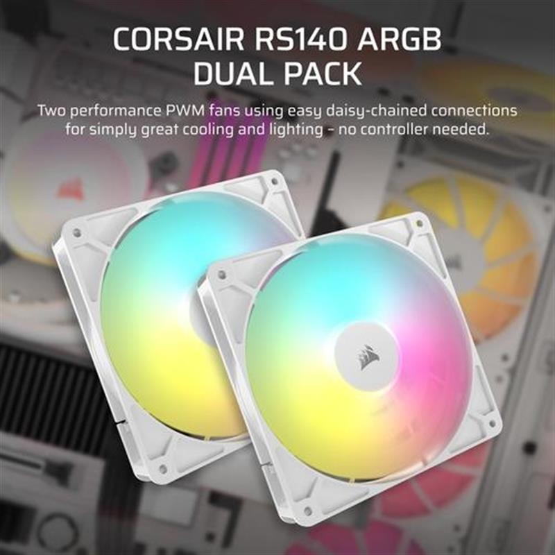 Corsair RS140 ARGB Computer behuizing Ventilator 14 cm Wit 2 stuk s 