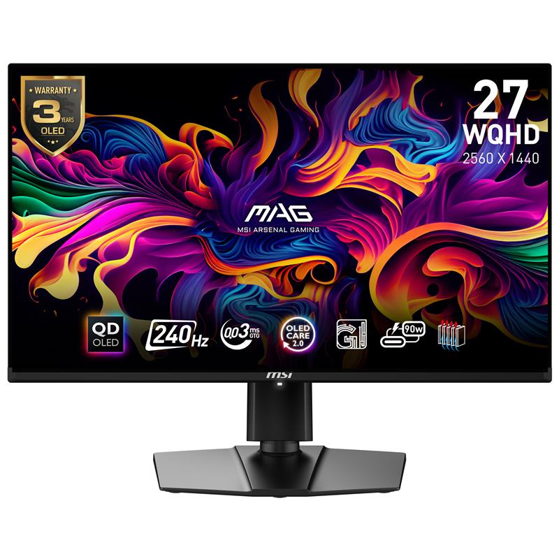 MSI MAG 271QPX QD-OLED E2 computer monitor 67,3 cm (26.5"") 2560 x 1440 Pixels Wide Quad HD QDOLED Zwart