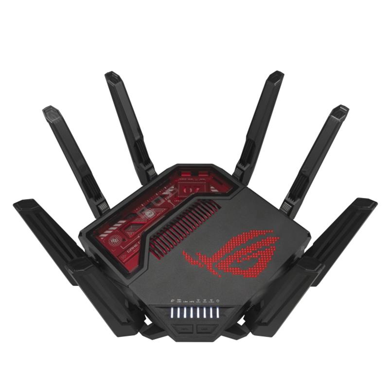 ASUS ROG Rapture GT-BE19000 draadloze router Multi-Gigabit Ethernet Tri-band (2,4 GHz / 5 GHz / 6 GHz) Zwart, Rood